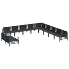 Gartensofa-set mit Kissen 11 pcs Schwarz Stahl