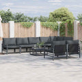 Gartensofa-set mit Kissen 9 pcs Schwarz Stahl