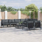 Gartensofa-set mit Kissen 9 pcs Schwarz Stahl