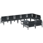Gartensofa-set mit Kissen 9 pcs Schwarz Stahl