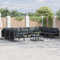 Gartensofa-set mit Kissen 10 pcs Schwarz Stahl