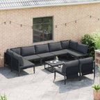 Gartensofa-set mit Kissen 10 pcs Schwarz Stahl