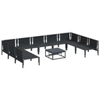 Gartensofa-set mit Kissen 10 pcs Schwarz Stahl