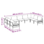 Gartensofa-set mit Kissen 9 pcs Schwarz Stahl