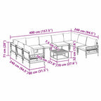 Gartensofa-set mit Kissen 10 pcs Schwarz Stahl