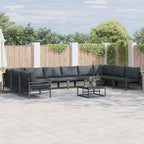 Gartensofa-set mit Kissen 11 pcs Schwarz Stahl
