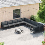 Gartensofa-set mit Kissen 11 pcs Schwarz Stahl