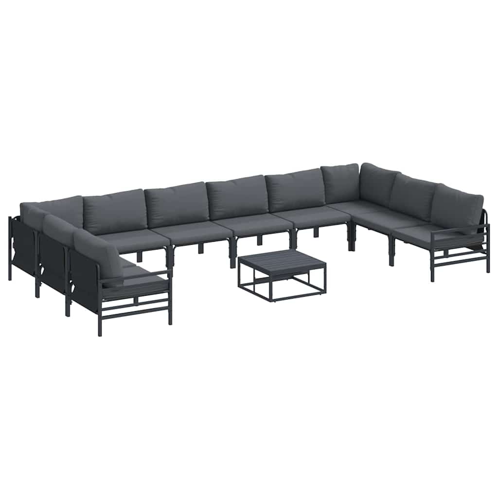 Gartensofa-set mit Kissen 11 pcs Schwarz Stahl