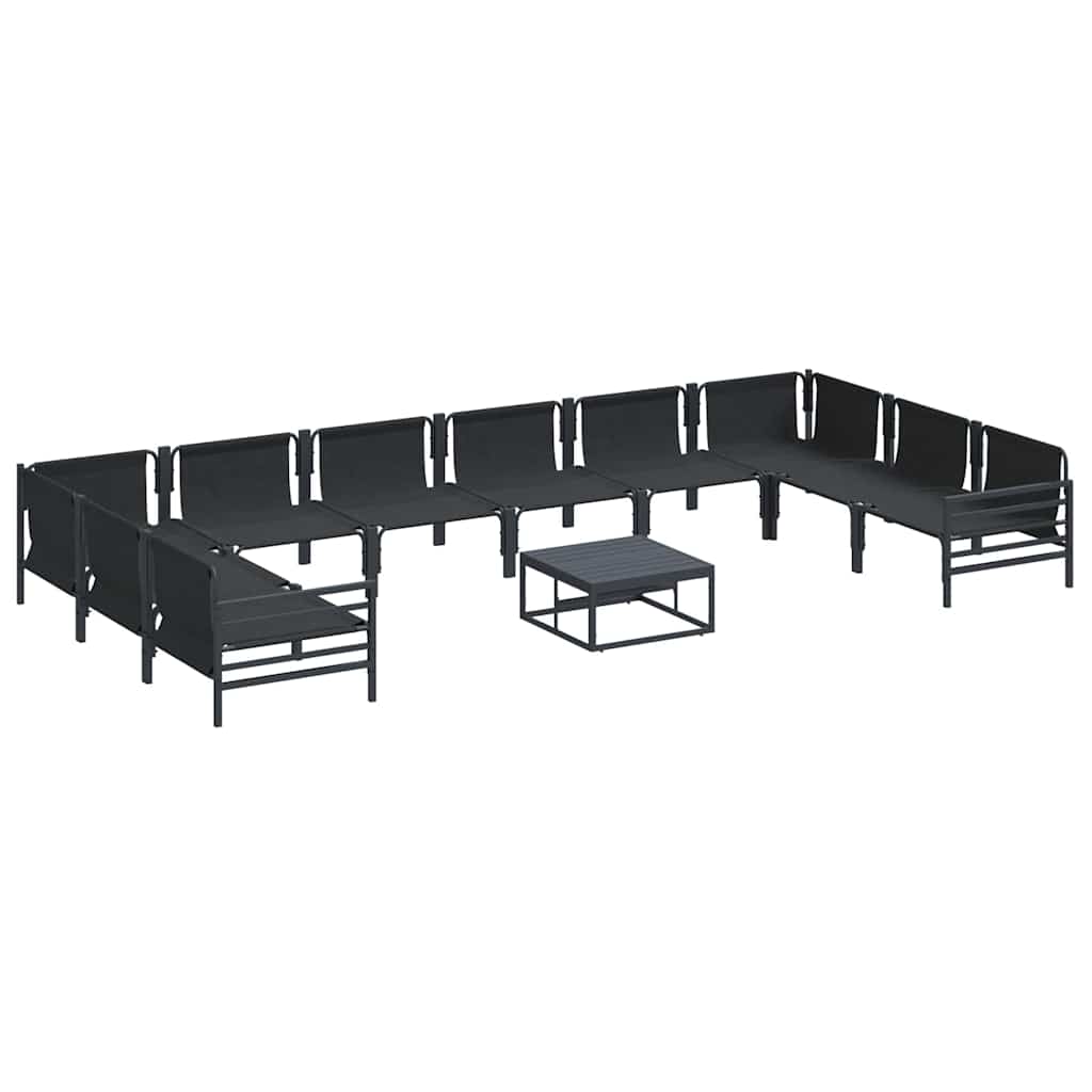 Gartensofa-set mit Kissen 11 pcs Schwarz Stahl