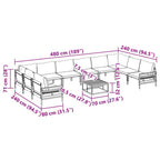 Gartensofa-set mit Kissen 11 pcs Schwarz Stahl