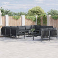 Gartensofa-set mit Kissen 11 pcs Schwarz Stahl