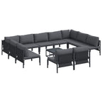 Gartensofa-set mit Kissen 12 pcs Schwarz Stahl