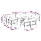 Gartensofa-set mit Kissen 12 pcs Schwarz Stahl