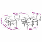 Gartensofa-set mit Kissen 13 pcs Schwarz Stahl
