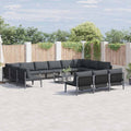 Gartensofa-set mit Kissen 14 pcs Schwarz Stahl