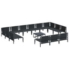 Gartensofa-set mit Kissen 14 pcs Schwarz Stahl