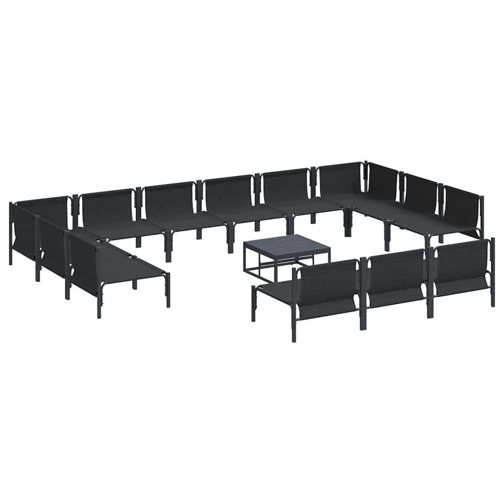 Gartensofa-set mit Kissen 14 pcs Schwarz Stahl