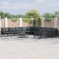 Gartensofa-set mit Kissen 12 pcs Schwarz Stahl