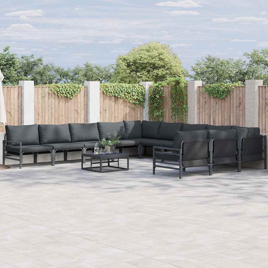 Gartensofa-set mit Kissen 12 pcs Schwarz Stahl