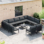 Gartensofa-set mit Kissen 12 pcs Schwarz Stahl