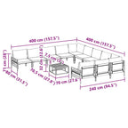 Gartensofa-set mit Kissen 12 pcs Schwarz Stahl