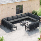 Gartensofa-set mit Kissen 12 pcs Schwarz Stahl