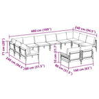 Gartensofa-set mit Kissen 12 pcs Schwarz Stahl
