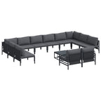Gartensofa-set mit Kissen 13 pcs Schwarz Stahl