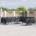 Gartensofa-set mit Kissen 13 pcs Schwarz Stahl