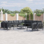 Gartensofa-set mit Kissen 13 pcs Schwarz Stahl
