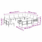 Gartensofa-set mit Kissen 13 pcs Schwarz Stahl