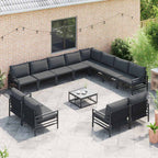Gartensofa-set mit Kissen 12 pcs Schwarz Stahl