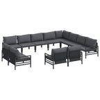 Gartensofa-set mit Kissen 12 pcs Schwarz Stahl