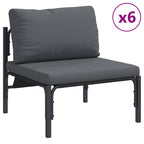 Gartensofa-set mit Kissen 13 pcs Schwarz Stahl
