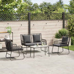 Gartenmöbel Set 4 pcs Schwarz und Anthrazit Poly-Rattan