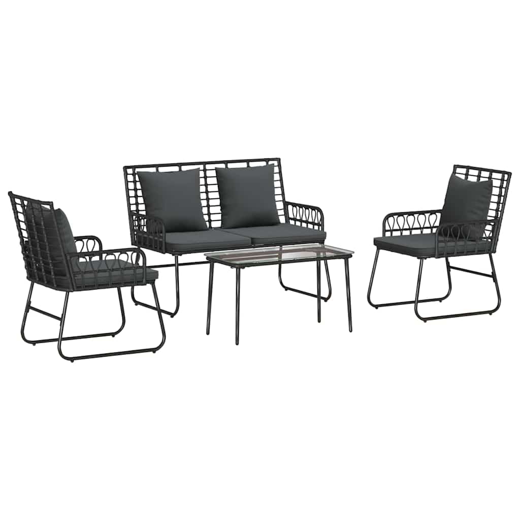 Gartenmöbel Set 4 pcs Schwarz und Anthrazit Poly-Rattan