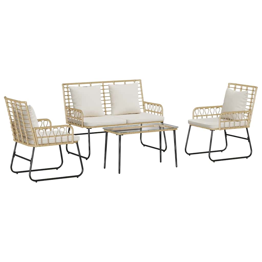 Gartenmöbel Set 4 pcs Schwarz und Anthrazit Poly-Rattan