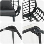 Gartenmöbel Set mit Kissen 4 pcs Schwarz und Creme Poly-Rattan