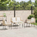 Gartenmöbel Set mit Kissen 4 pcs Schwarz und Creme Poly-Rattan