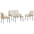 Gartenmöbel Set mit Kissen 4 pcs Schwarz und Creme Poly-Rattan
