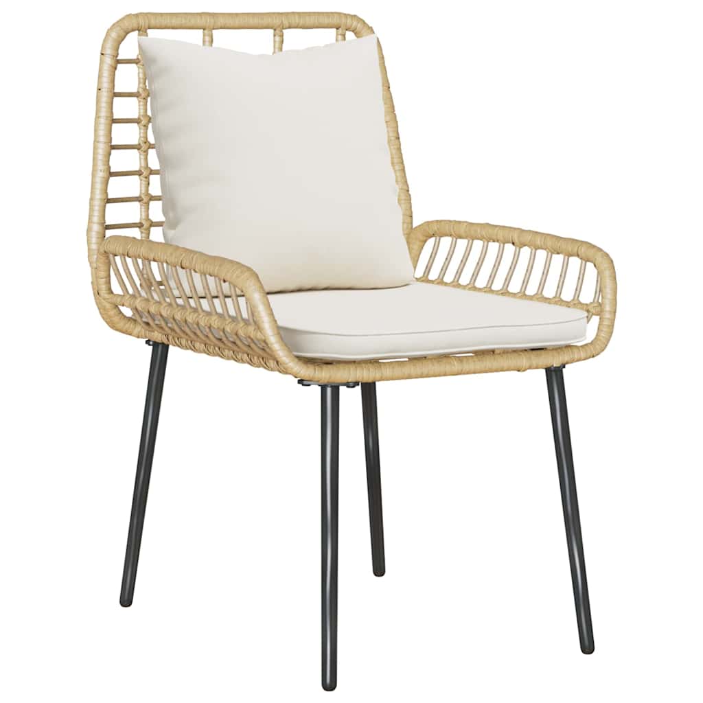 Gartenmöbel Set mit Kissen 4 pcs Schwarz und Creme Poly-Rattan