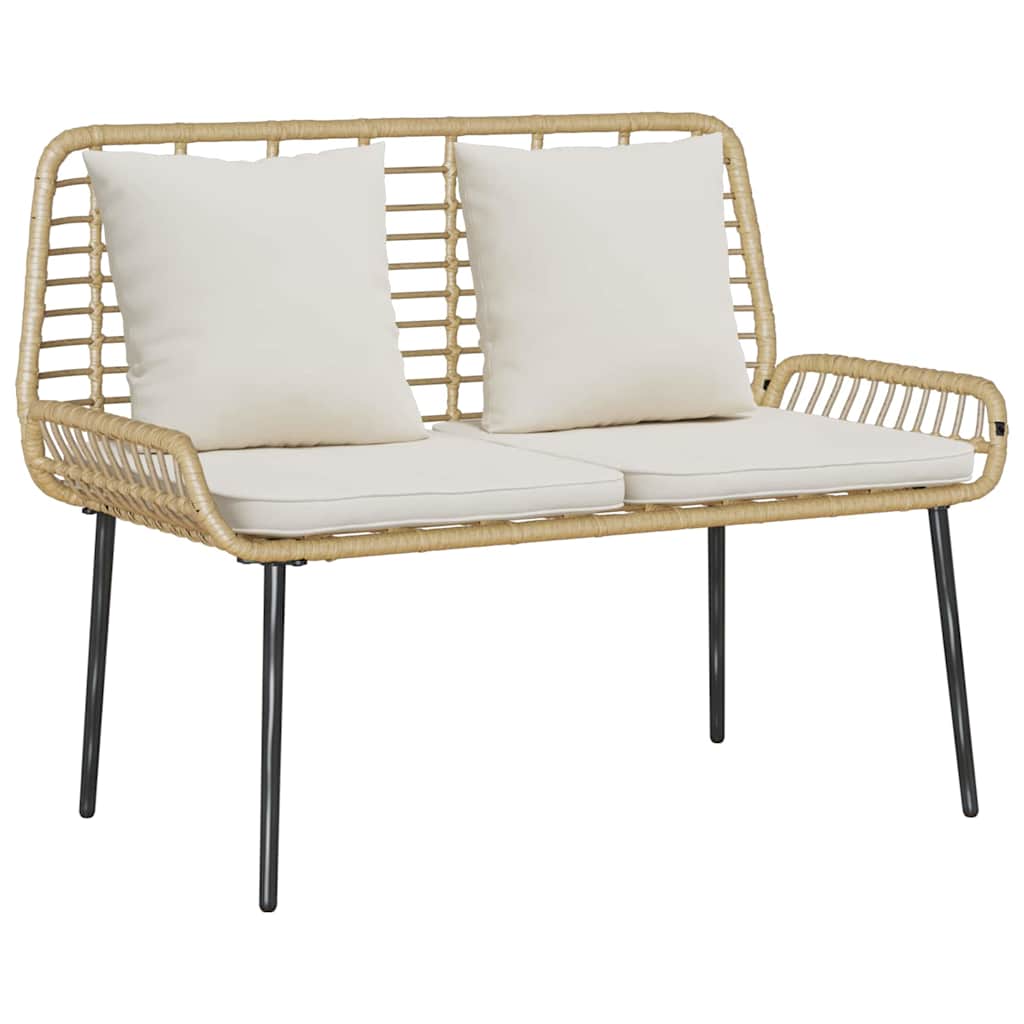 Gartenmöbel Set mit Kissen 4 pcs Schwarz und Creme Poly-Rattan