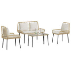 Gartenmöbel Set mit Kissen 4 pcs Schwarz und Creme Poly-Rattan