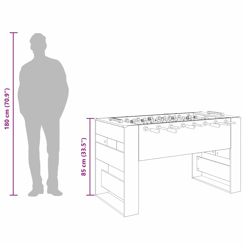 Tischfußballtisch Sonoma-Eiche 146,5 x 74 x 85 cm Holzwerkstoff