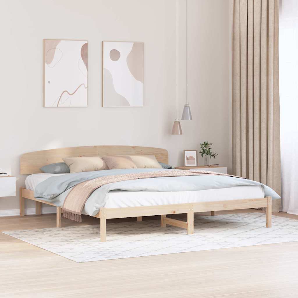 Bettrahmen mit Kopfteil Natur 200 x 200 cm Massives Kiefernholz