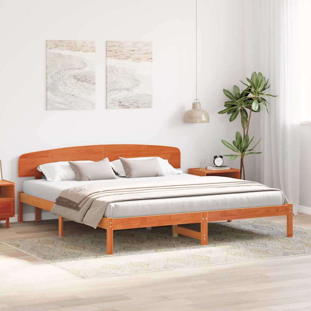 Bettrahmen Wachsbraun 180 x 200 cm Massives Kiefernholz