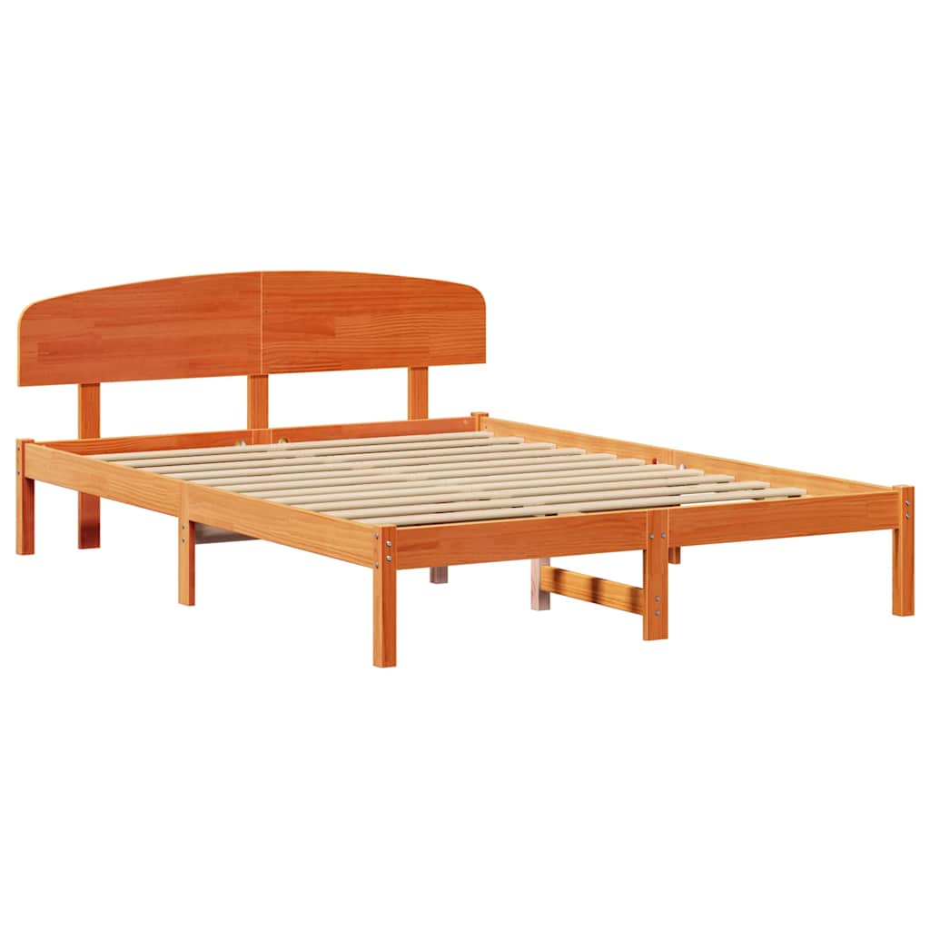 Bettrahmen Wachsbraun 150 x 200 cm Massives Kiefernholz