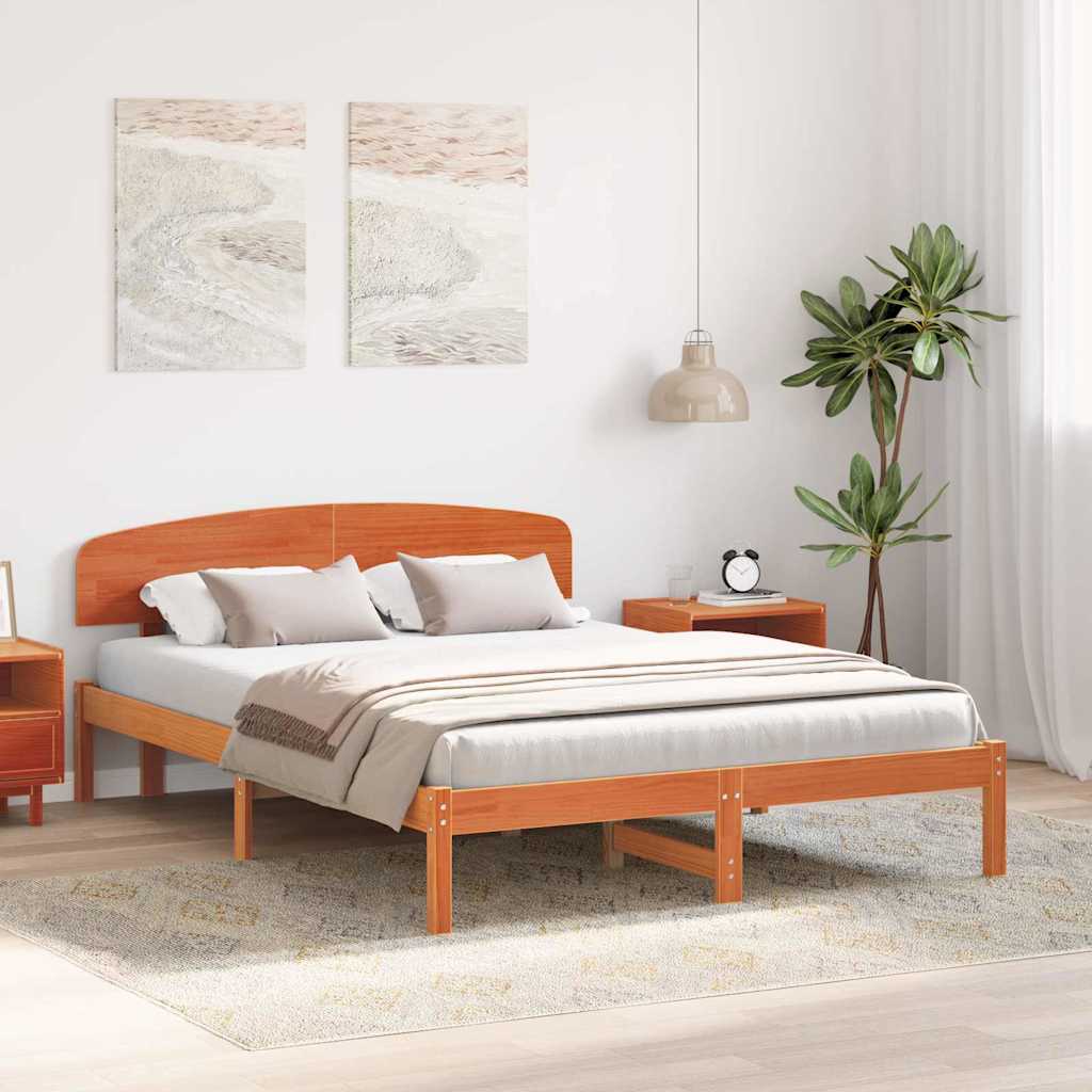 Bettrahmen Wachsbraun 140 x 200 cm Massives Kiefernholz