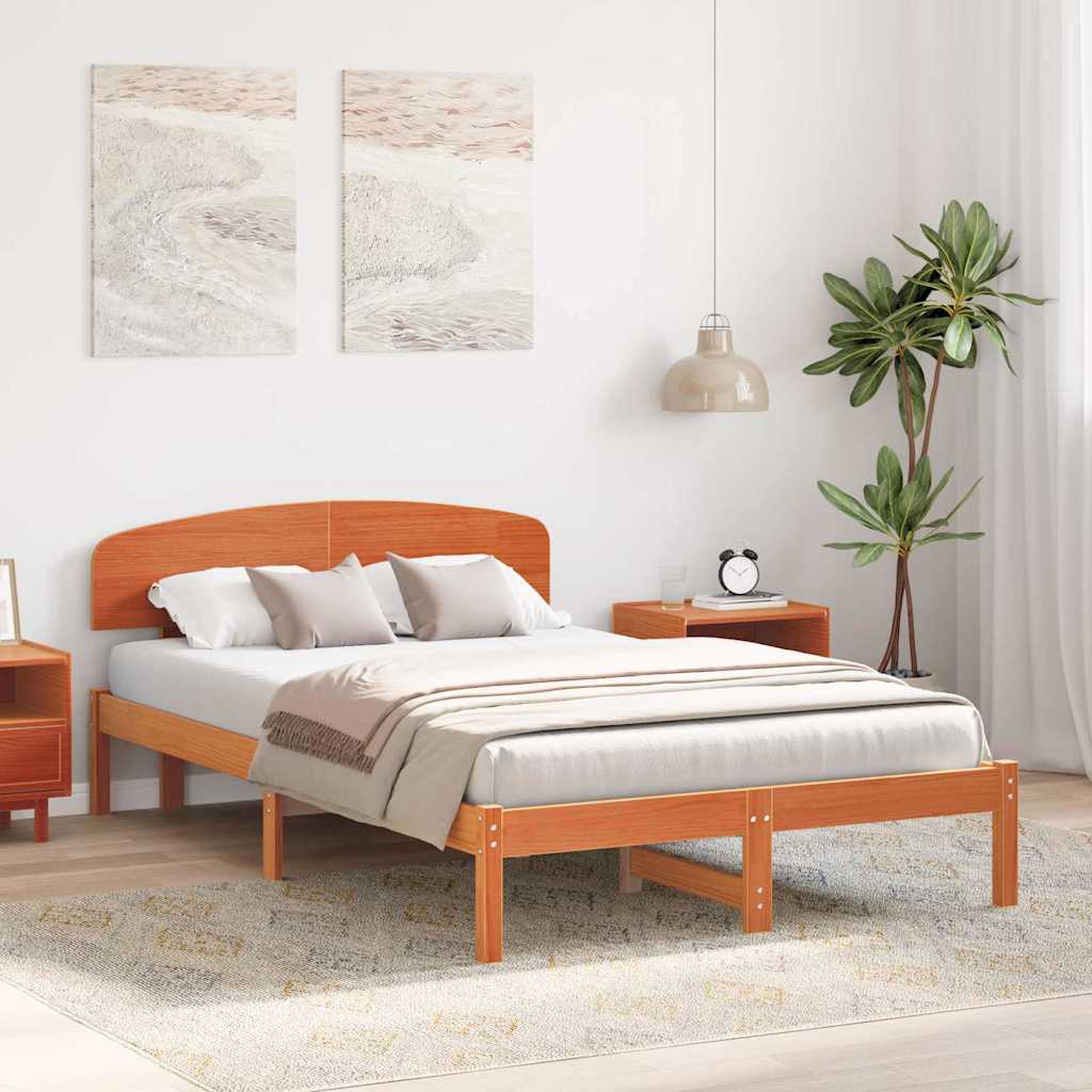 Bettrahmen Wachsbraun 120 x 200 cm Massives Kiefernholz