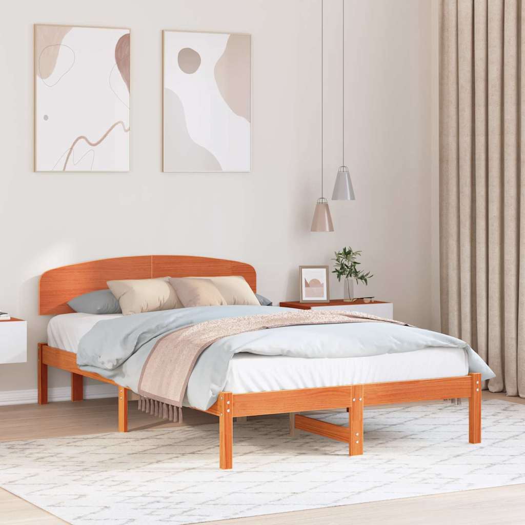 Bettrahmen Wachsbraun 140 x 190 cm Massives Kiefernholz